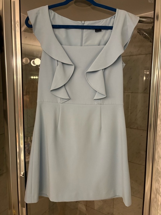 French Connection Pale Blue Ruffle Mini Dress - Picture 5 of 5